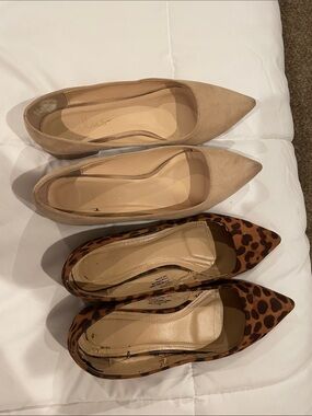 Lulus low block heels bundle - creme & leopard